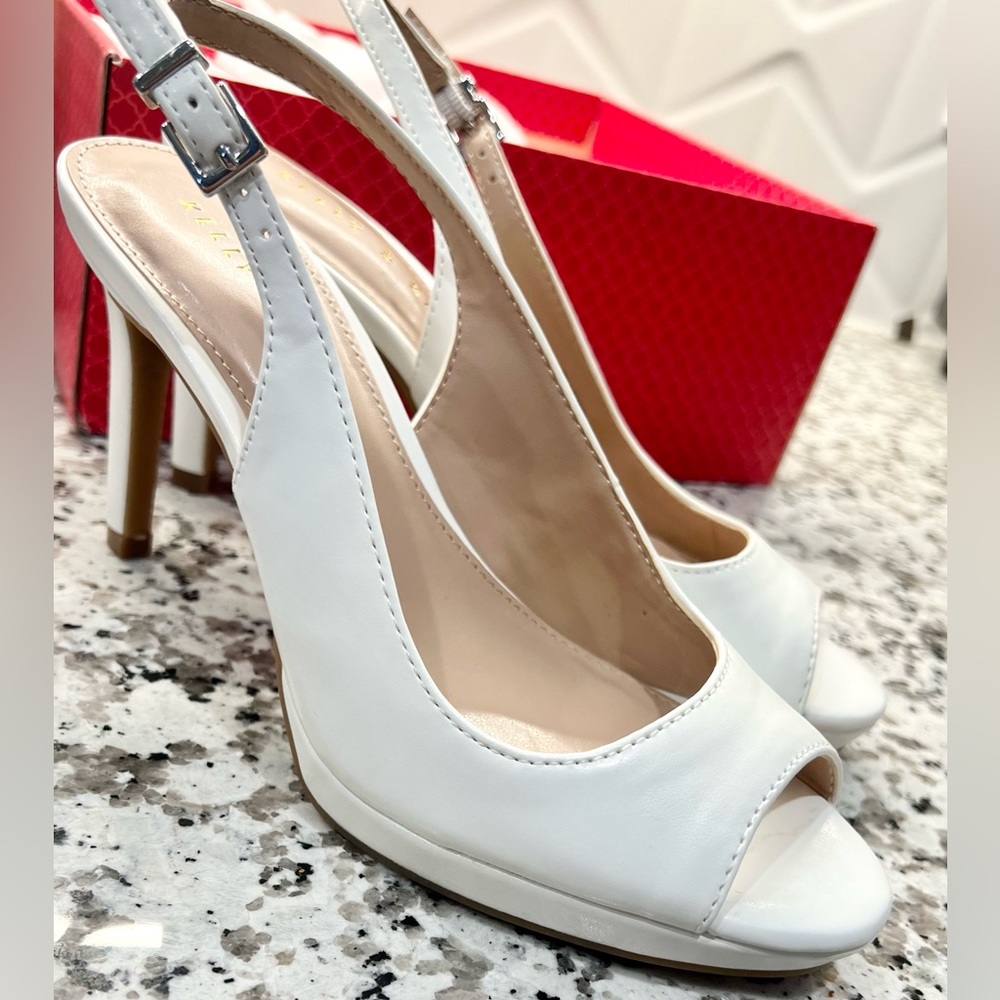 NWT Kelly & Katie 6M Slingback Heels White